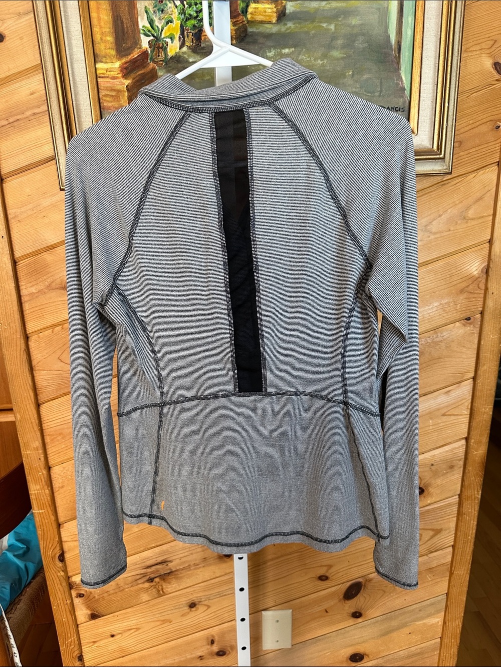 Lucy Long Sleeve Striped Running top with Thumbholes and Mesh Stripe on Back - Picture 3 of 6